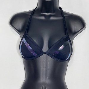 VS PINK Black Triangle Bikini Push-Up Top w/ Purple Detail